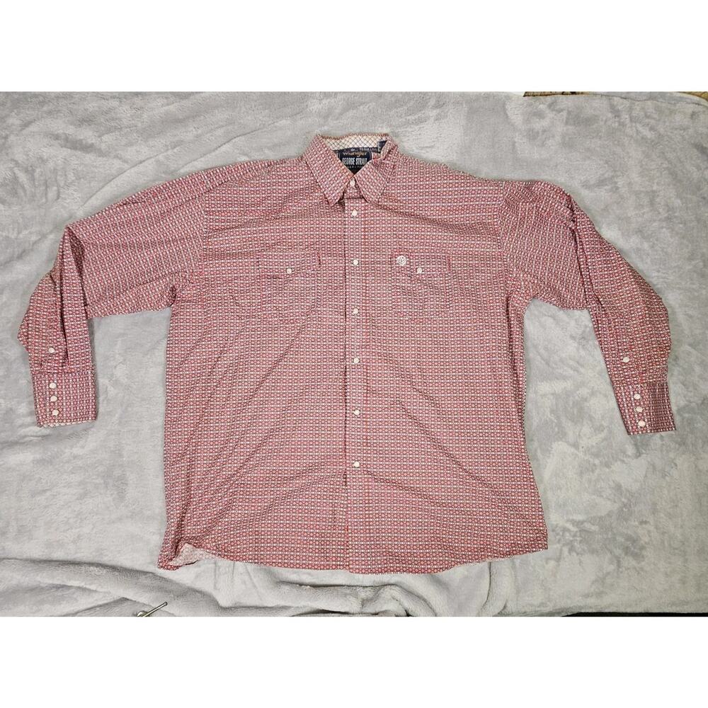 Wrangler George Strait Troubadour Shirt Mens XXL Red Western Pearl Snap